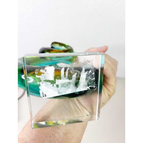 VTG Murano ? Glass Treble Cleft 11" Handblown Decor Blue Green Striped Music EUC - Picture 7 of 8